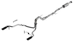 Exhaust System, ATAK, Cat-Back, Stainless Steel, Natural, Split Rear Exit, Black Chrome Tips, Ford, Modular, Kit