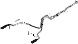 Exhaust System, ATAK, Cat-Back, Stainless Steel, Natural, Split Rear Exit, Black Chrome Tips, Ford, 5.0L, Kit