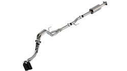 Exhaust System, S-Type, Cat-Back, Stainless Steel, Natural, Passenger Side Rear Exit, Black Chrome Tips, Ford, 2.7L, 3.5L, Kit