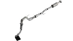 Exhaust System, S-Type, Cat-Back, Stainless Steel, Natural, Passenger Side Rear Exit, Black Chrome Tips, Ford, 5.0L, Kit