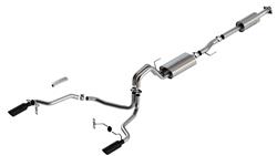 Exhaust System, S-Type, Cat-Back, Stainless Steel, Natural, Split Rear Exit, Black Chrome Tips, Ford, 3.3L, Kit