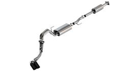 Exhaust System, S-Type, Cat-Back, Stainless Steel, Natural, Passenger Side Rear Exit, Black Chrome Tips, Ford, 3.3L, Kit