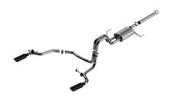 Exhaust System, S-Type, Cat-Back, Stainless Steel, Split Rear Exit, Black Chrome Tips, Ford, Kit