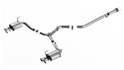 Exhaust System, Cat-Back, S-Type, 304 Stainless Steel, Natural, Split Rear, Turbo Muffler, Polished Tips, Subaru, Kit