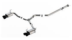 Exhaust System, Cat-Back, S-Type, 304 Stainless Steel, Natural, Split Rear, Turbo Muffler, Ceramic Black Tips, Subaru, Kit