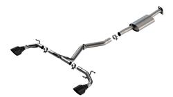 Exhaust System, Cat-Back, S-Type. 304 Stainless, Split Rear, Turbo Muffler, 5 in. Black Chrome Tips, Subaru, Toyota, Kit