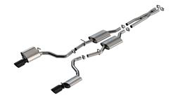 Exhaust System, Cat-Back, ATAK. 304 Stainless, Split Rear, Turbo Muffler, 4.5 in. Black Chrome Tips, Dodge, Kit