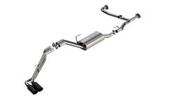 Exhaust System, Cat-Back, S-Type. 304 Stainless, Split Rear, Turbo Muffler, 4 in. Black Chrome Tips, for Nissan, Kit