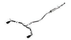 Exhaust System, S-Type, Cat-Back, Single In/Dual Out, Stainless Steel, Natural, Split Rear Exit, Black Chrome Tip, Acura, Honda, 1.5L, Kit