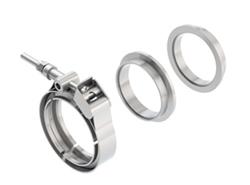 Exhaust Clamp, V-Band, 2.25 in., Stainless Steel, Mill Finish, Flanges Included, Each