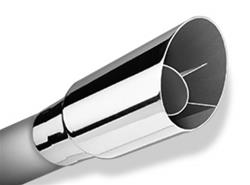 Exhaust Tip, Stainless Steel, Polished, Slant, Intercooled, 3 in. Inlet, 3.5 in. Outlet, 9 in. Long, Each