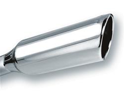 Exhaust Tip, Single, Weld-on, Stainless, Polished, Slant Cut, 2.25 in. Inlet I.D., 4 in. Outlet, 12 in. Length