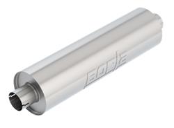 Muffler, S-Type CrateMuffler, Round, Stainless Steel, Natural, 2.75 in. Center Inlet/Outlet, 24.00 in. Case Length, Each