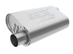 Muffler, ATAK CrateMuffler, Oval, Stainless Steel, Natural, 2.50 in. Offset Inlet/Outlet, Chrysler, Dodge, Plymouth, Each