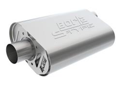 Muffler, S-Type CrateMuffler, Oval, Stainless Steel, Natural, 2.50 in. Offset Inlet, 2.50 in. Center Outlet, Chevy, Each