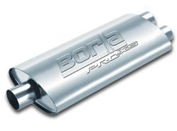 Muffler, Pro XS, Oval, 3 in. Center Inlet/Dual 2.5 in. Outlets, 24 in. Overall Length, Stainless Steel, Natural