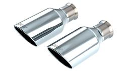 Exhaust Tip, Stainless Steel, Chrome, Slant/Rolled Edge, 3 in. Inlet, 5 in. Outlet, Ram, Pair