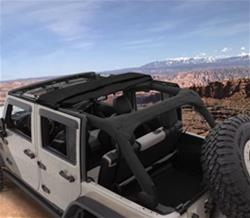 Soft Top, Trail Armor Flat Back, Twill, Black, Tinted Windows, Rear Seat Tonneau Cover, Jeep, Set