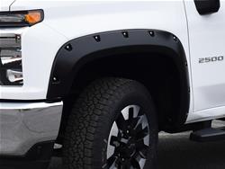 Fender Flares, Pocket Style, Front, Rear, Black, Thermoplastic, Chevy, Silverado 2500HD, SIlverado 3500HD, Set of 4