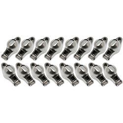 Rocker Arms, Stud Mount, Self-Aligning, Roller Tip, Steel, 1.52 , 3/8 in. Stud, Chevy, Small Block, Set of 16