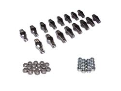 Rocker Arms, Stud Mount, Roller Tip, Rail, Steel, 1.7 Ratio, Fits 3/8 in. Stud, Ford, Set of 16