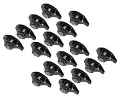 Rocker Arms, Upgraded Trunnion, Stud Mount, 1.7 Ratio, Roller Fulcrum, Steel, Black Oxide, Chevy, LS1, Set of 16
