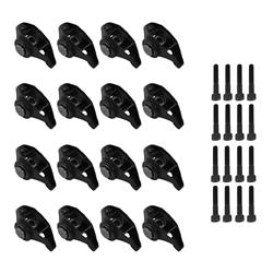 Rocker Arms, Upgraded Trunnion, Stud Mount, 1.7 Ratio, Roller Fulcrum, Steel, Black Oxide, Chevy, LS3, Set of 16