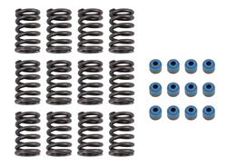 Valve Springs, Single, 1.250 in. Outside Diameter, 410 lbs./in. Rate, 1.150 in. Coil Bind Height, with Valve Seals, Set of 12