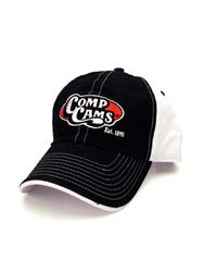 Hat, Ball Cap, Embroidered Patch, Comp Cams Logo, Cotton Twill, Black/White, Velcro®, One Size Fits All, Each