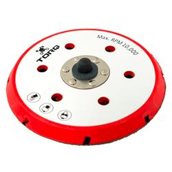 Polishing Pad Backing Plate, TORQ R5 Dual Action Red, Hook/Loop Style, Plastic, Red, 6.00 in. Diameter, Each