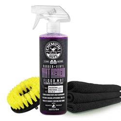 Cleaning Kit, Rubber/Vinyl Floor Mat, Cleaner, Brush with Drill Attachment, Microfiber Towels, Kit