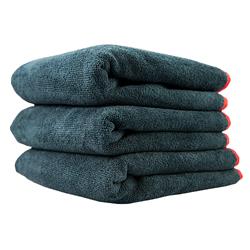 Drying Towels, Premium Red-Line Microfiber Towels, Black, 16 in. x 16 in., Set of 3
