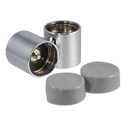 Wheel Bearing Protectors, 1.980 in. Hub Bore Diameter, Steel, Chrome, Dust Covers, Zerk Fitting, Pair