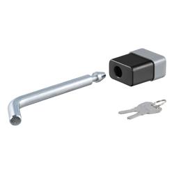 Receiver Hitch Lock, 1/2 in. Diameter, Bent Pin, Steel, Chrome, Black Dead Bolt, 2 Keys, 1 1/4 in. Receiver, Each