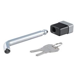 Receiver Hitch Lock, 5/8 in. Diameter, Bent Pin, Steel, Chrome, Black Dead Bolt, 2 Keys, 2-3 in. Receiver Each