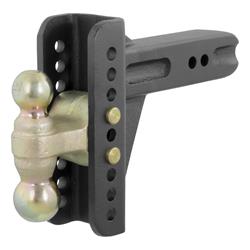 Receiver Hitch Ball Mount, Adjustable, 2 in. and 2 5/16 in. Ball Size, 2 1/2 in. Square Mount, Stainless Steel, Carbide Powdercoated, Each