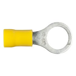 Wiring Connectors, Insulated Ring Terminals, 3/8 in. Stud Ring Style, 10 To 12-gauge, Yellow, Set of 100