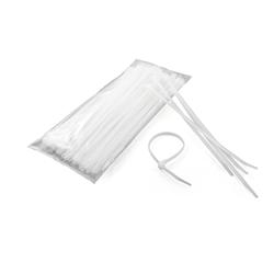 Zip Ties, Nylon, White, 7.250 in. Length, Set of 100