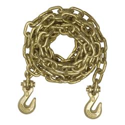 Transport Chain, Yellow Zinc, Steel, 5/16 in., 18, 800 lbs. Minimum Break Force, 14 ft. Length, with Hooks, Each