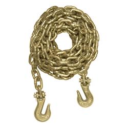 Transport Chain, Yellow Zinc, Steel, 3/8 in., 26, 400 lbs. Minimum Break Force, 16 ft. Length, with Hooks, Each