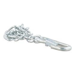 Safety Chain, Steel, Zinc Plated, 2,000 lb. Break Force, 27 in. Length, Safety Latch S-Hook Ends, Each