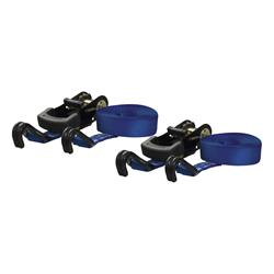 Tie-Down Straps, Cargo, Ratchet, S-hook, 733 lbs. Working Load, 1 in. Width, 16 ft. Length, Blue, Pair