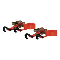 Tie-Down Straps, Cargo, Ratchet, S-hook, 1,100 lbs. Working Load, 1 in. Width, 16 ft. Length, Red, Pair