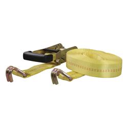 Tie-Down Strap, Cargo, Ratchet, J-hook, 3,333 lbs. Working Load, 2 in. Width, 27 ft. Length, Yellow, Each