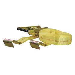 Tie-Down Strap, Cargo, Ratchet, Flat Hook, 3,333 lbs. Working Load, 2 in. Width, 27 ft. Length, Yellow, Each