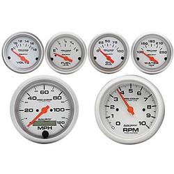 Combo, Gauges, Analog, AutoMeter, Ultra-Lite, Tachometer, Speedometer, Voltmeter, Water/Oil Fuel Level, Kit