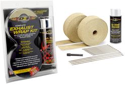 Exhaust Wrap, 1,500 degrees F, Coated Fiberglass, Tan, Two 50 ft. Length Rolls, Locking Ties, Kit