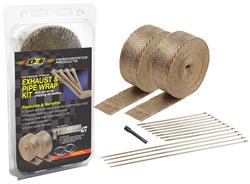 Exhaust Wrap, 1,800 degrees F, Lava Rock, Bronze, Two 50 ft. Length Rolls, Locking Ties, Kit