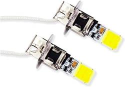 Light Bulbs, COB12, H3 Bulb Style, LED, Cool White, Pair