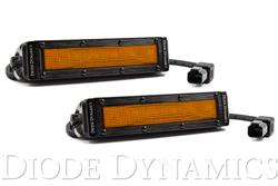 6 Inch LED Light Bar Amber Flood Stealth Pair